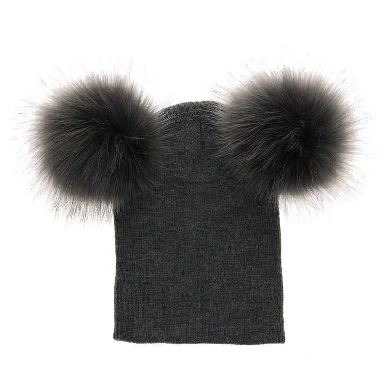 Baby Warm Knit Hat Infant Toddler Two Pom Pom Beanie Hat