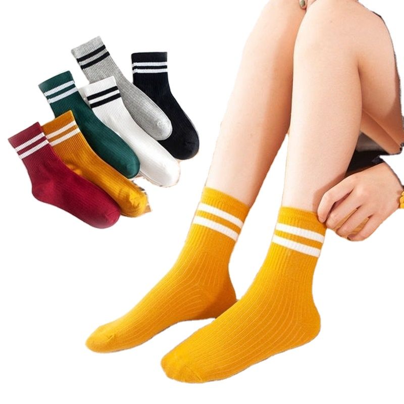 Blend Ankle Striped Socks Women Girls Sport Casual Sock Hosiery Soft Medium Tube Long Socks With