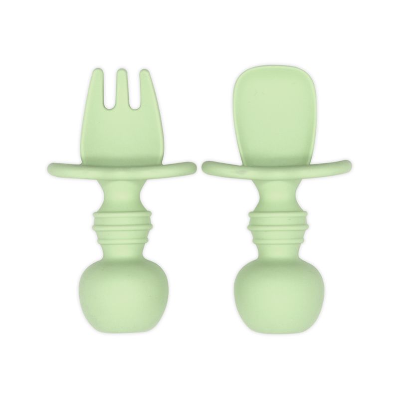Bpa Free Toddler First Training Self Feeding Utensils Set Baby Led Weaning Utensils Silicone Baby Fork and Spoon