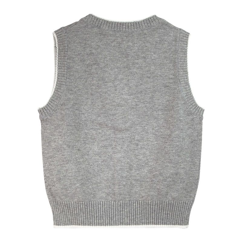 British Stylish Baby Boys V Neck Grey Color School Uniform Sweater Vest