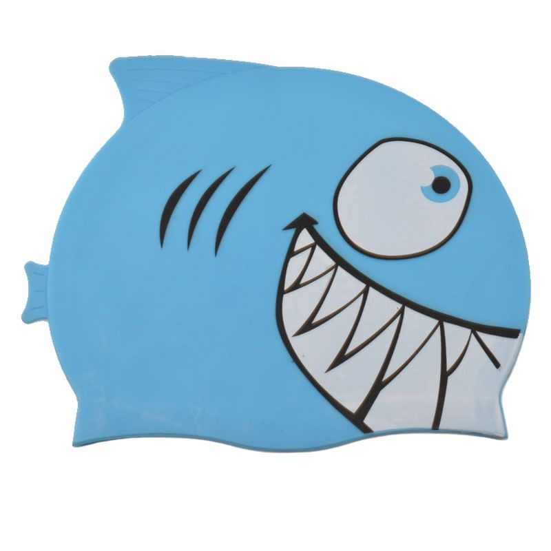 Can Be Customized Cartoon Shark Durable Elastic Waterproof Color Choose Kids Swimming Caps