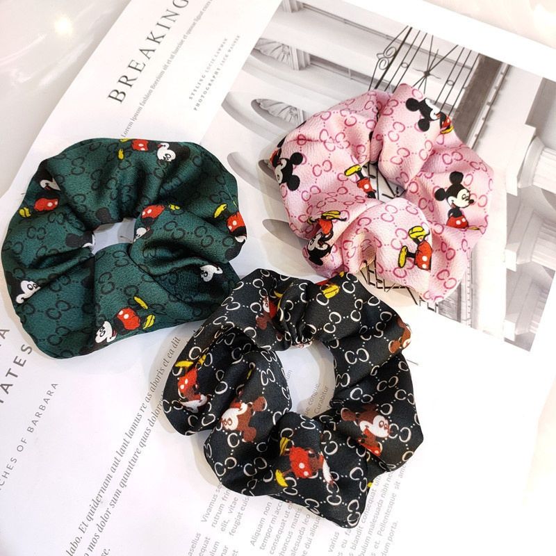 Cartoon Mickey Scrunchies Ponytail Elastic Hair Band Kid Adult Elastic Scrunchies for Women