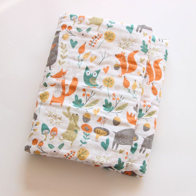 C'dear Printed Muslin Wraps 120*110Cm Infant2/4/6 Layers Gauze Muslin Swaddle Blanket Muslin Cloth for Baby //