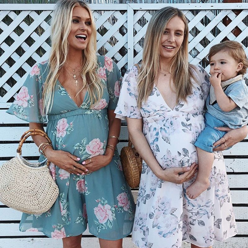 Chiffon Maternity Clothes Flower Pregnant Woman Dress Gestational Woman Bohemian Dresses