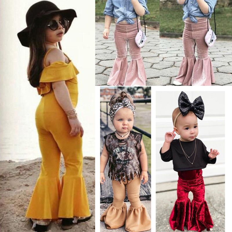 Children Bell-Bottom Pants Kids Icing Leggings Loose Pants Kid Clothes Velvet Baby Leggings Girls Bell Bottom Pants