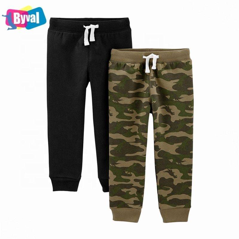 Children Black Kids 100% Cotton Sweat Jogger Pants with Side Pockets Toddler Boys' Fleece Jogger Pants for Boy Kids