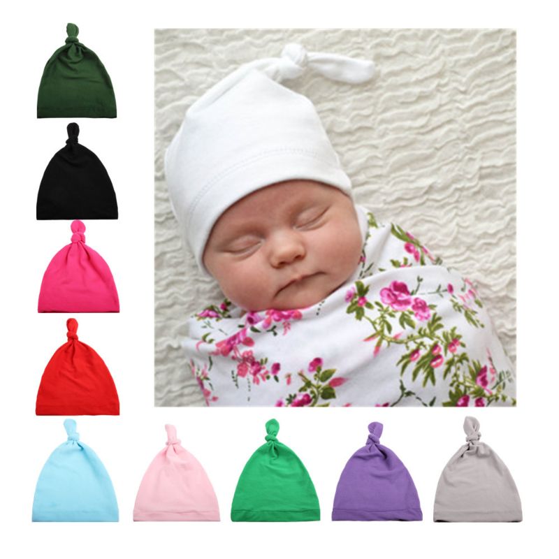 Children Hat Knotted Monochrome Simple Baby Hat 10 Colors
