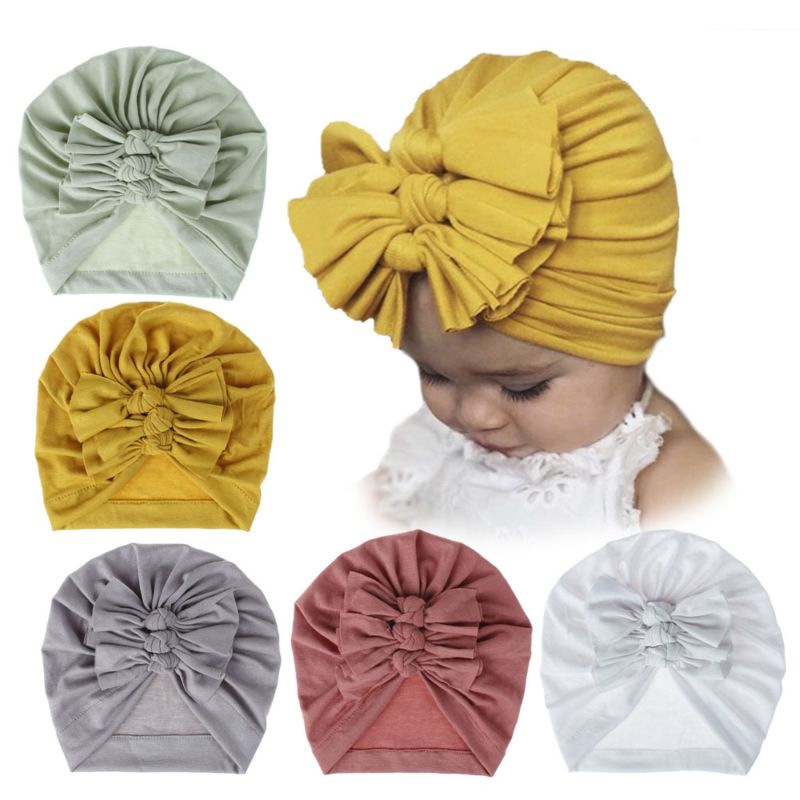 Children's Hat Cover Spring/ Soft Knit Fabric Drape Bowknot Indian Hat Baby Hat Popular Cute