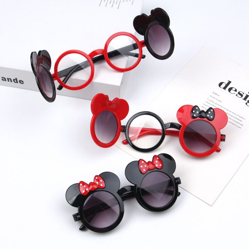 Children's Luxury Sunglasses Cute Cartoon Flip Style Mickey Minnie Uv Protection Glasses Children's Gift Sunglasses