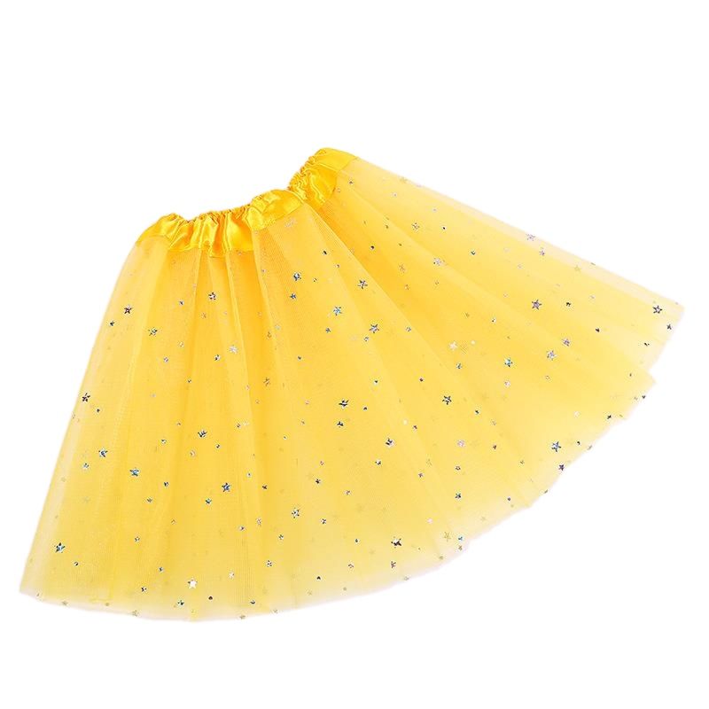 Children's Puffy Skirts Kid Girl Mini Fluffy Tutu Performance Dress Stars Dot Sparkle Print Mesh Skirt Accessories