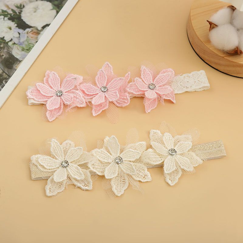 Direct Korean Children's Hair Accessories Girl Lace Flower Solid Colors Hair Band