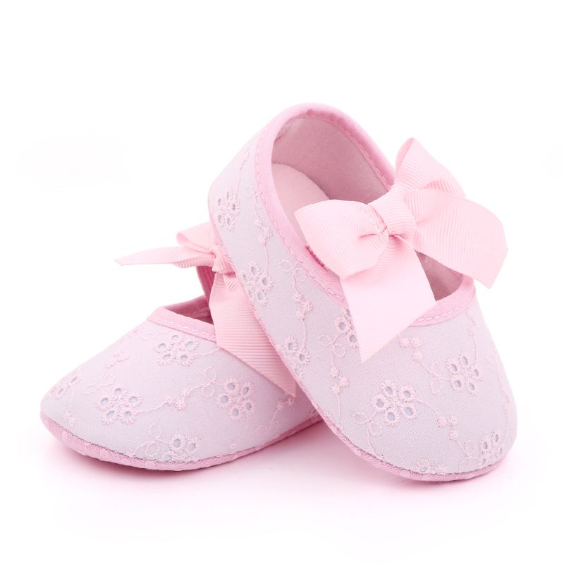 Embroidered Cotton Princess Baby Infant Shoes Elastic Band