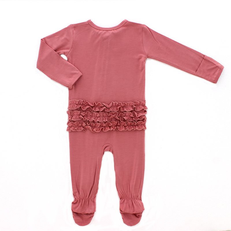 Fall Ribbed Baby Clothes Sleep Suits Front Zip Butts Ruffle Newborn Girls Layette Footie Rompers Jumpsuit