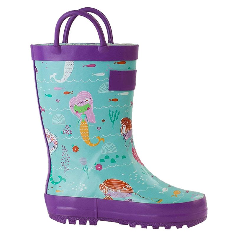 Fishing Gumboots Girls Waterproof Kids Footwears with Handle Made Rubber Rain Boots for Children