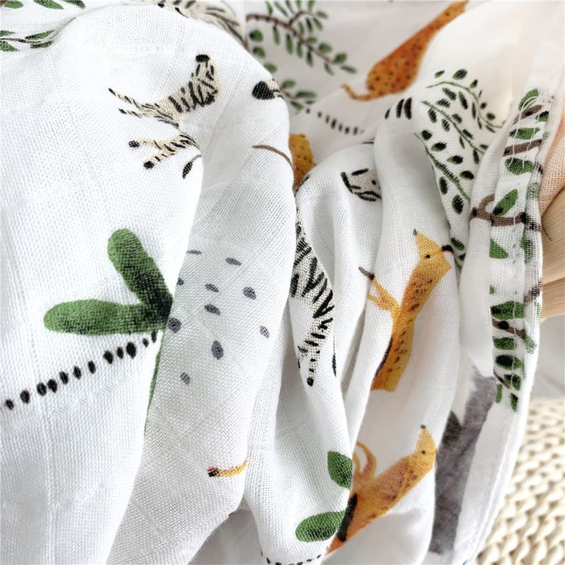 Free Sample Muslin Baby Blanket Super Soft Cotton Safari Muslin Swaddle Blankets Organic Bamboo Cotton Baby Muslin Blanket