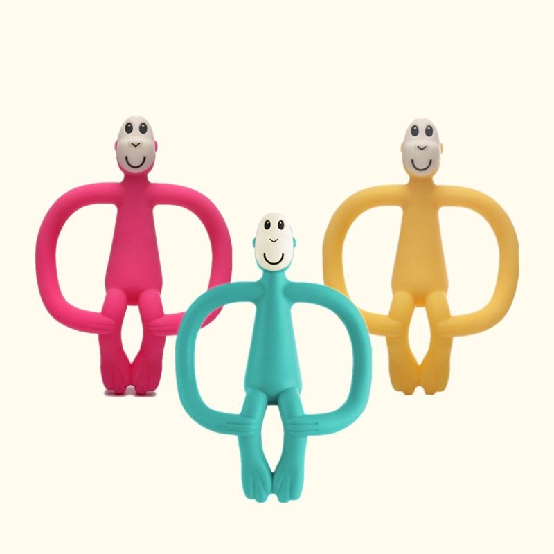 Funny Matchsticker Monkey Baby Silicone Teether Teething Toy Fruit Food Grade Baby Silicone Teether