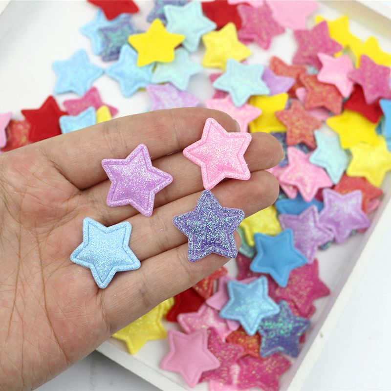 Hair Accessories Shining Fabric Mesh Glitter Stars Shape Pink Purple Color Kids Hair Clips for Girls