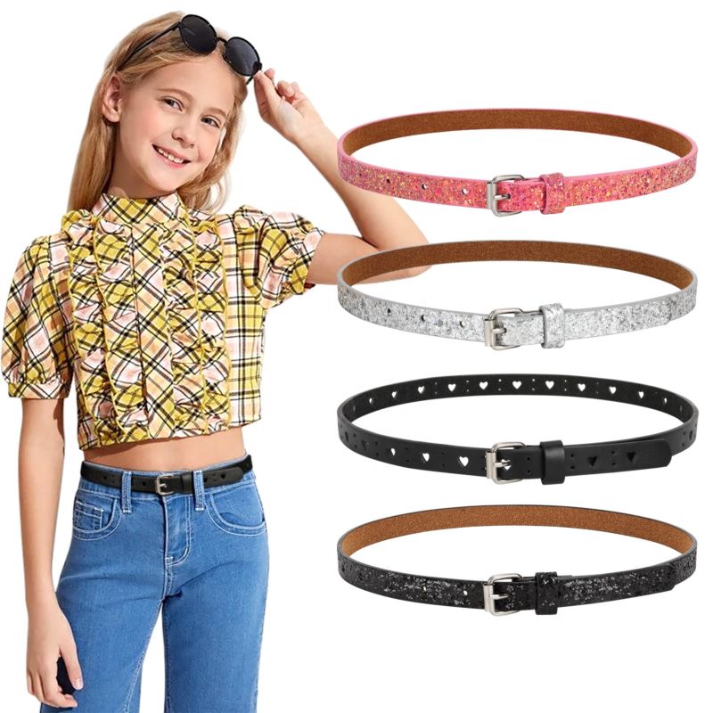 Jeans Dress Pants Skinny Belt Pu Leather Belt Bling Bling School Kids Girls Belt