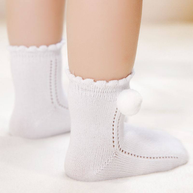 Kids Socks Pompom Toddlers Girls Bow Ankle Short Soft Cotton Baby Girl Solid Color Socks