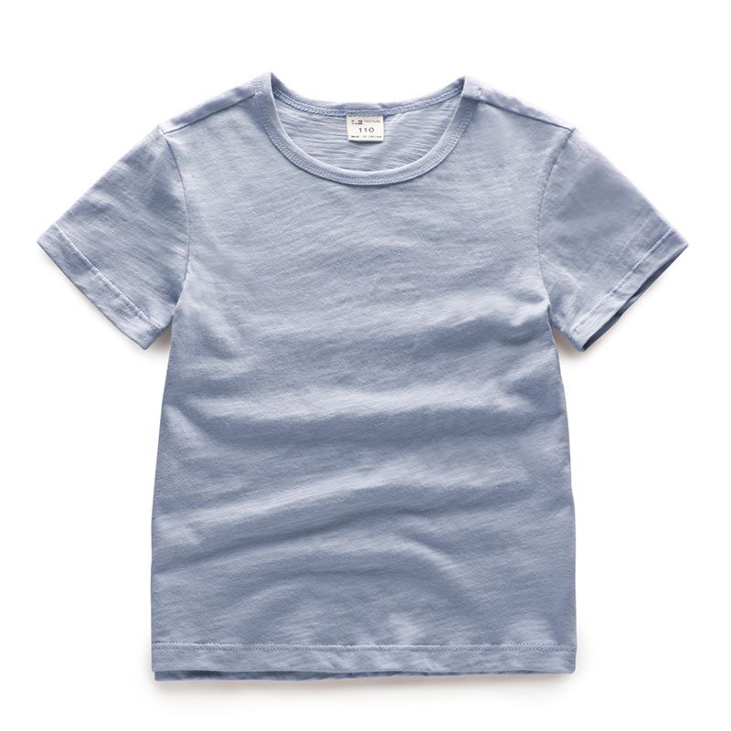 Kids' T Shirts Bamboo Cotton Short Sleeve Breathable Solid Color T Shirt Children's Tee for Little Boy