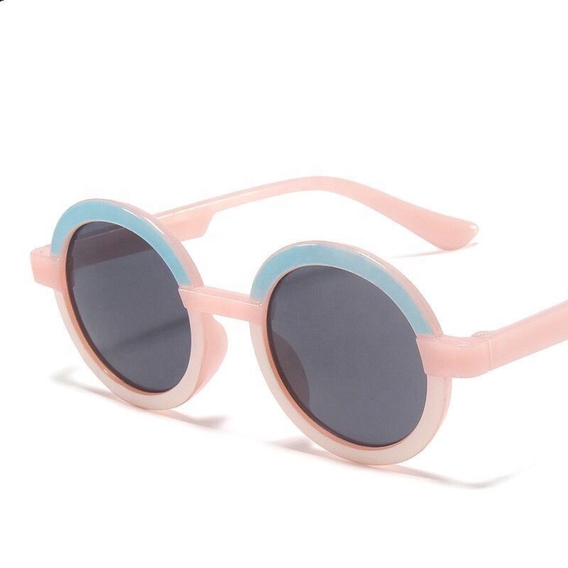 Kids Two Tone Color Frame Cute Uv400 Lenses Children round Glasses