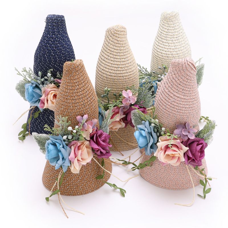Ladies Sun Straw Hat Women Wide Brim Flower Beach Hats Outdoor Protection Women Designer Floppy Sunhats