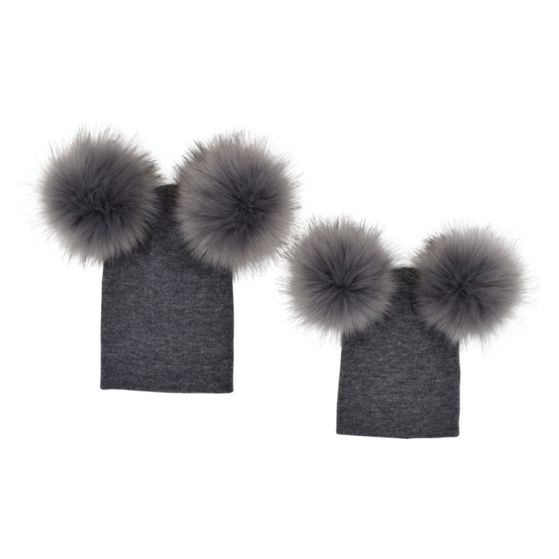 Latest European Style Plush Ski Parent-Baby Toddler Ball-Top Hat