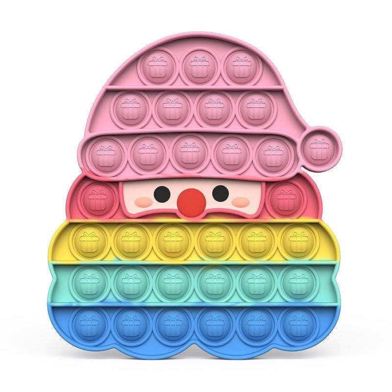 Santa Claus Push Pop Anxiety Relief Kid Educational Fidget Sensory Toys for Children's Holiday Gifts Christmas Series Design