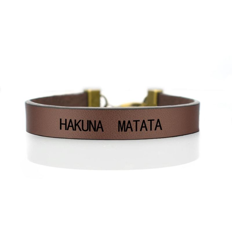 Simple Design Vintage Leather Bracelet Engraved Words Hakuna Matata Inspirational Dream Bracelets for Kids Sons Daughters Gifts