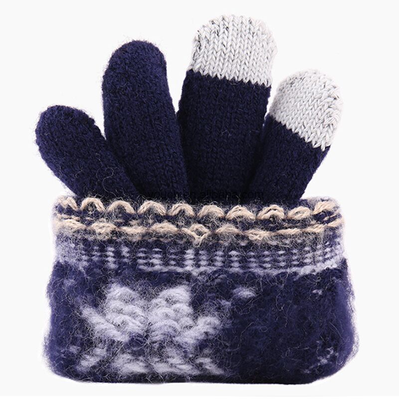 Snow Design Jacquard Weave Knitted Touch Screen Gloves Knit Warmer Touchscreen Mittens-------Accept Design
