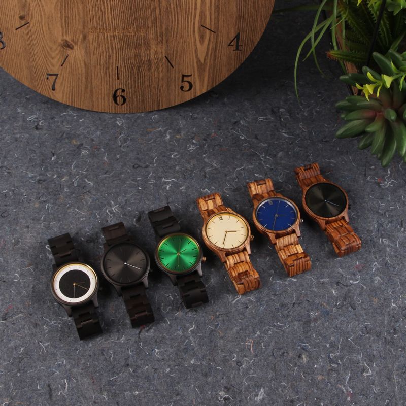 Sopewod Private Label Sandalwood Walnut Teak Unisex Wooden Watches,Ebony Wood Engraved Watch