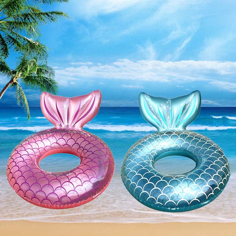 Sparkling Pvc Floating Mermaid Tail Swimming Ring Water Park Inflatable Swimming Ring