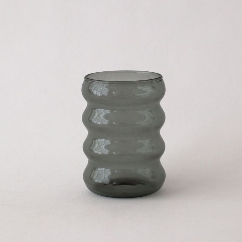 Made Mouth Blown Heat Resistant Pyex Colored Ripple Glass Coffee Mugs Cups for Drinking