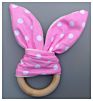 Ins Baby Chevron Zigzag Teethers Natural Wood Circle with Rabbit Ear Fabric Newborn Teeth Practice Toys Training Handmade Ring