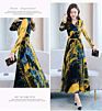 Cross Border Women's Long Sleeve Waist Cut Flower Dress Autumn over Knee Ice Silk Young Women Dress