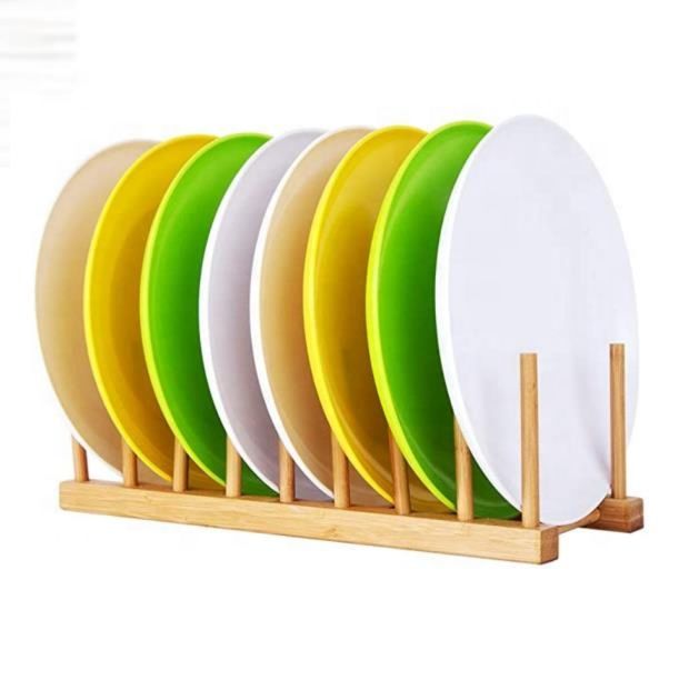 Eco-Friendly Kitchen Bamboo Dish Drying Rack with 8 Slots Plate