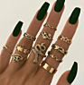 Boho Vintage Gold Star Knuckle Rings for Women Boho Crystal Star Crescent Geometric Female Finger Rings Set Jewelry