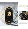 Nordic Black Ceramic Marble Tray Dessert Oval Plates with Gold