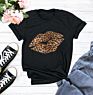 Rts Leopard Cheetah Lip Printed T Shirt Women Tee Shirt Top Women