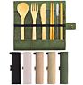 Customized Logo Portable Outdoor Travel Tableware Straw Utensils Eco Friendly Cutlery Set Bamboo