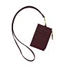 Student Id Name Card Holder Genuine Leather Id Badge Card Holder Wallet with Zipper and Lanyard