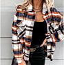 Autumn Oversize Pockets Button Women Plaid Fleece Shacket