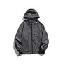 Mens Outdoor Nylon Baseball Coats Casual Windbreak Grey Black Hooded Jacket