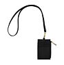 Student Id Name Card Holder Genuine Leather Id Badge Card Holder Wallet with Zipper and Lanyard