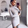 Vestidos Autumn Women Sweater Dress Rib Solid Color Slim O-Neck Long-Sleeved Casual Long Knit Dress