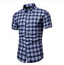 Men's Plaid Short-Sleeved Shirt Sports Style Youth Half-Sleeved Shirt Slim Camisas De Hombre