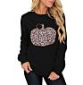 Tkop1959 Fall/ Women's round Neck Halloween Pumpkin Leopard Print Long Sleeve Women Sweatshirt