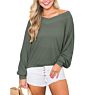 Ladies Waffle Knit Tunic Tops Loose Pullovers Long Sleeve V Neck Shirts Women Clothes