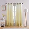 Window Sheer Polyester Linen Look Curtain Panel Linen Gradient Print Fabric for Living Room Bedroom