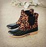 Leopard Water Shoes Color Ladies Flat Heel round Head Short Boots Waterproof Ankle Rainboots